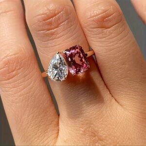 Elegant Pink and Clear Gemstone Ring